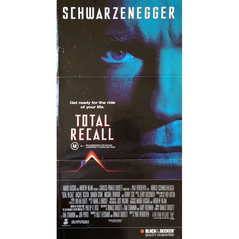 TOTAL RECALL Affiche de film - 33x78 cm. - 1990 - Arnold Schwarzenegger, Paul Verhoeven