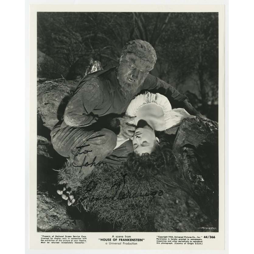 LA MAISON DE FRANKENSTEIN Photo signée - 20x25 cm. - 1944 - Boris Karloff, Erle C. Kenton