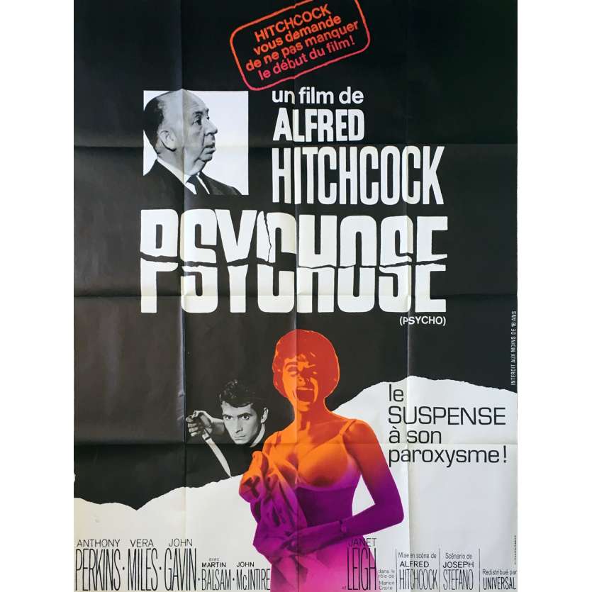 PSYCHOSE Affiche de film - 120x160 cm. - R1970 - Anthony Perkins, Alfred Hitchcock