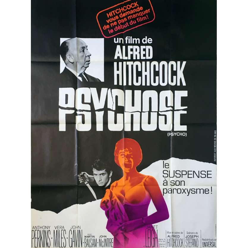 PSYCHOSE Affiche de film  - 120x160 cm. - R1970 - Anthony Perkins, Alfred Hitchcock