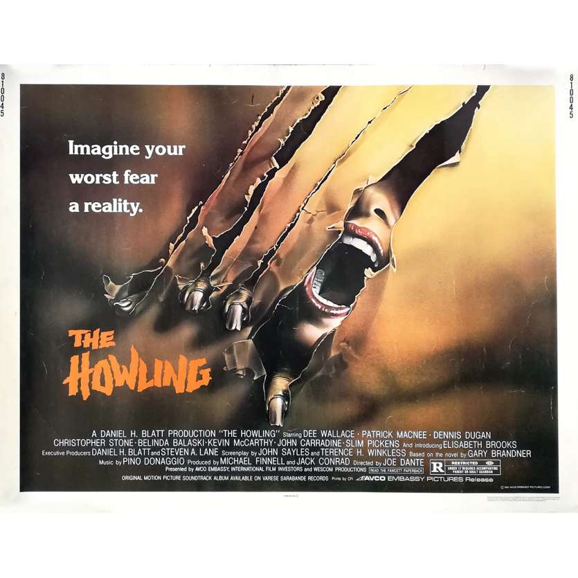 THE HOWLING Original Movie Poster  - 21x28 in. - 1981 - Joe Dante, Patrick McNee