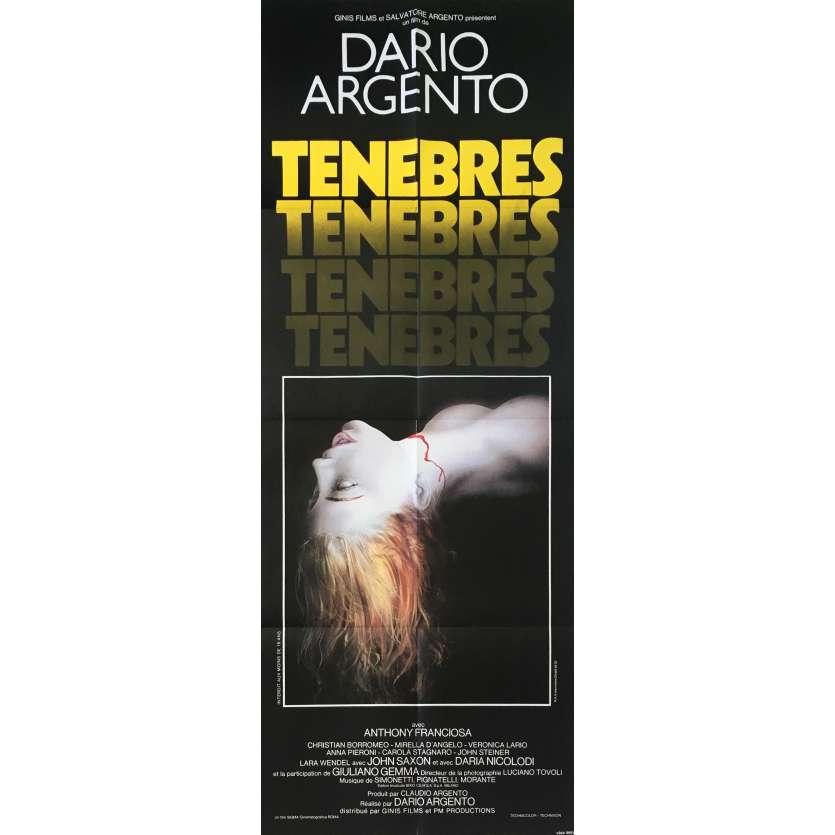 TENEBRES Affiche de film  - 60x160 cm. - 1982 - John Saxon, Dario Argento