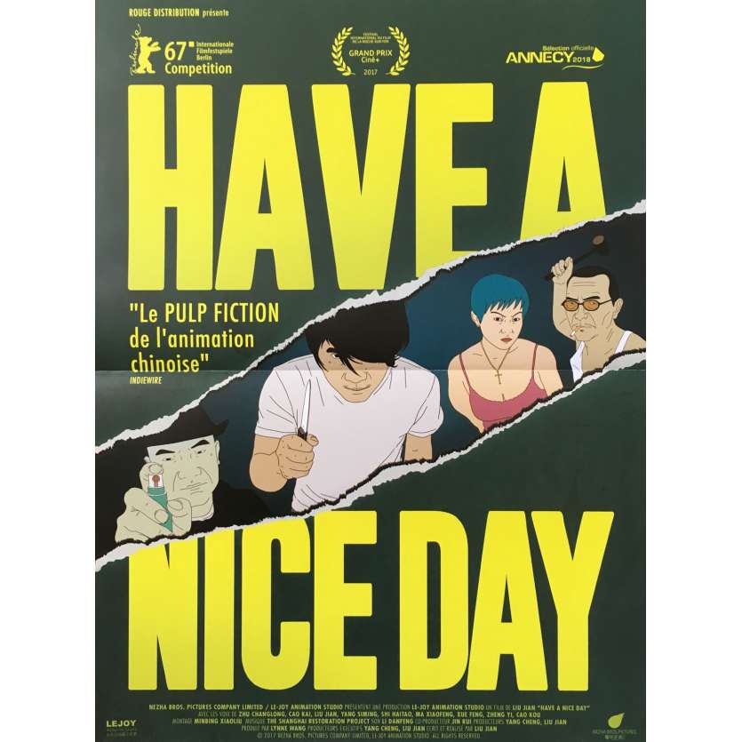 HAVE A NICE DAY Original Movie Poster  - 15x21 in. - 2018 - Jian Liu, Changlong Zhu