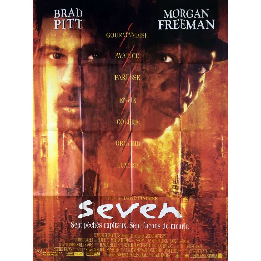 SEVEN Affiche de film - 120x160 cm. - 1995 - Brad Pitt, David Fincher