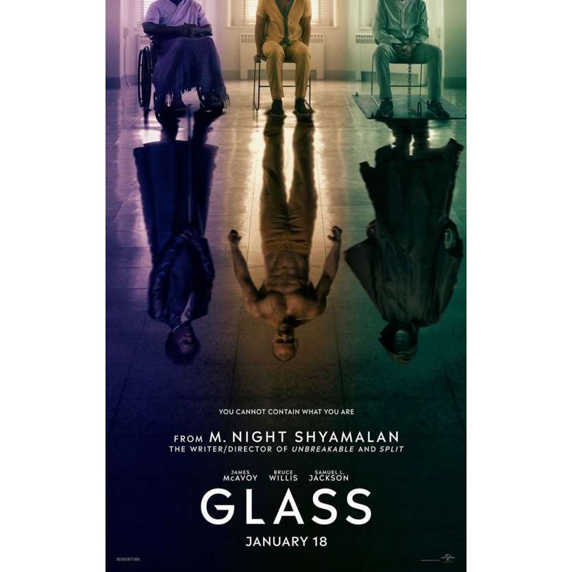 GLASS Affiche de film Prev. - 69x102 cm. - 2019 - Bruce Willis, M. Night Shyamalan