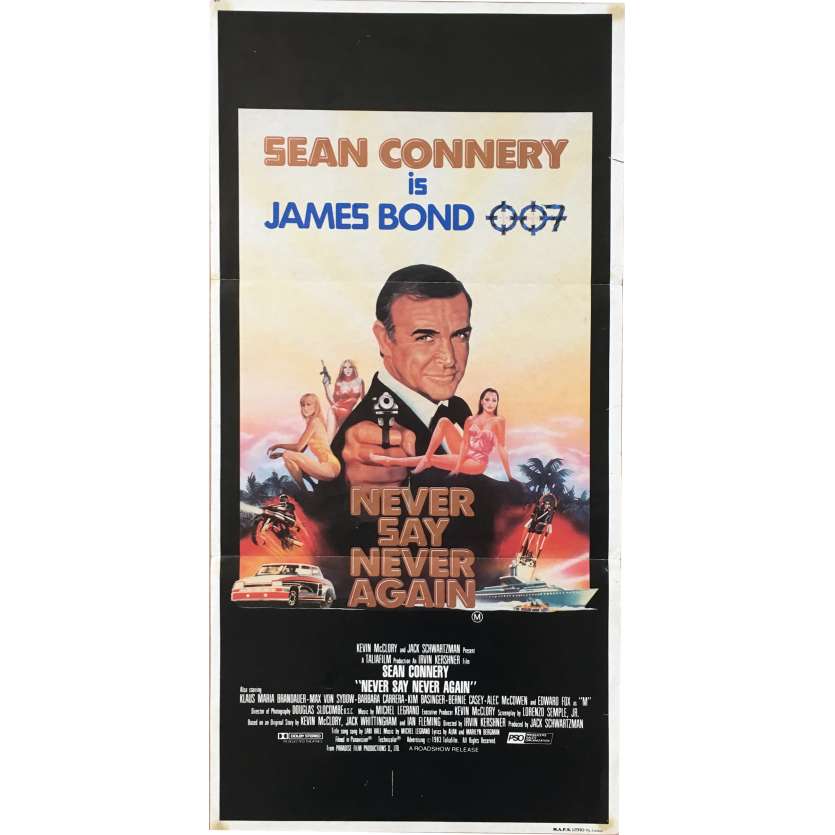 JAMAIS PLUS JAMAIS Affiche de film - 33x78 cm. - 1983 - Sean Connery, Irvin Keshner