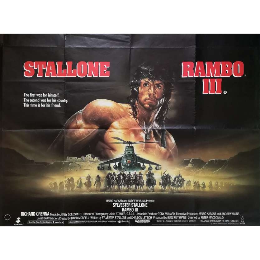 RAMBO III Original Movie Poster - 30x40 in. - 1988 - Sylvester Stallone, Richard Crenna