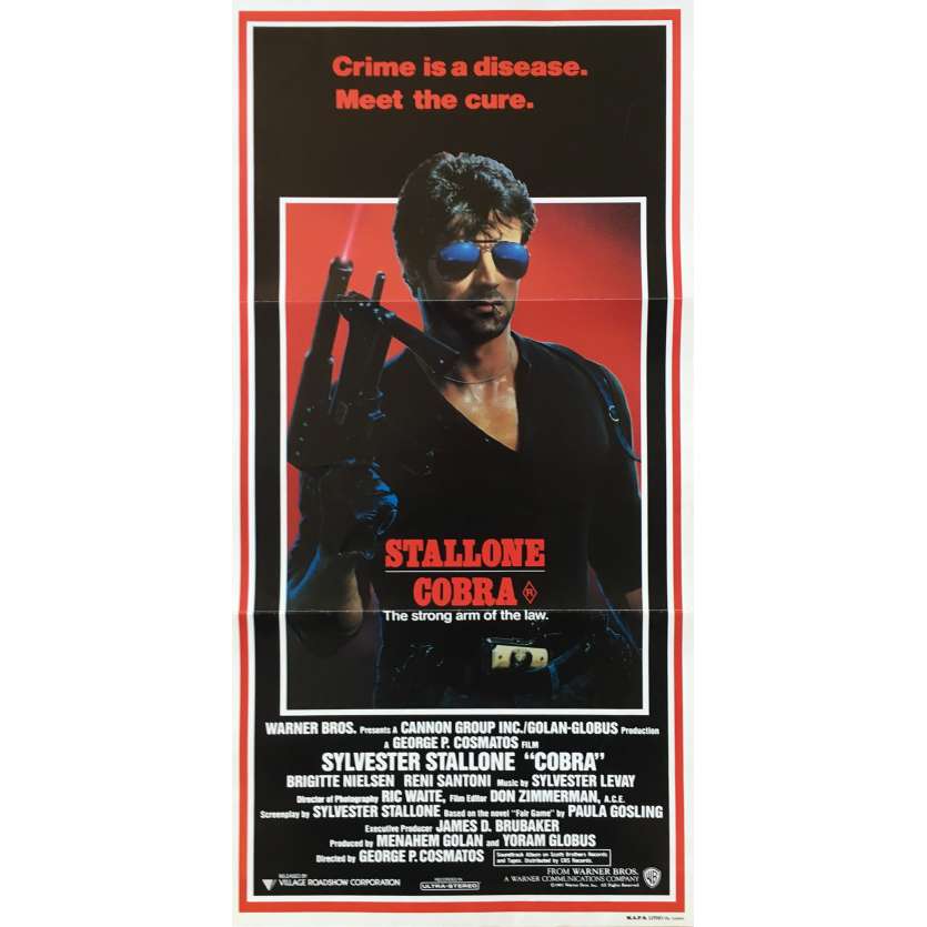COBRA Affiche de film - 33x78 cm. - 1986 - Sylvester Stallone, George P. Cosmatos