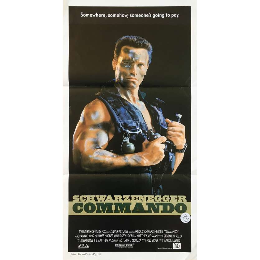 COMMANDO Affiche de film  - 33x78 cm. - 1985 - Arnold Schwarzenegger, Mark Lester