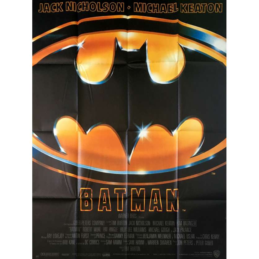 BATMAN Affiche de film  - 120x160 cm. - 1989 - Jack Nicholson, Tim Burton