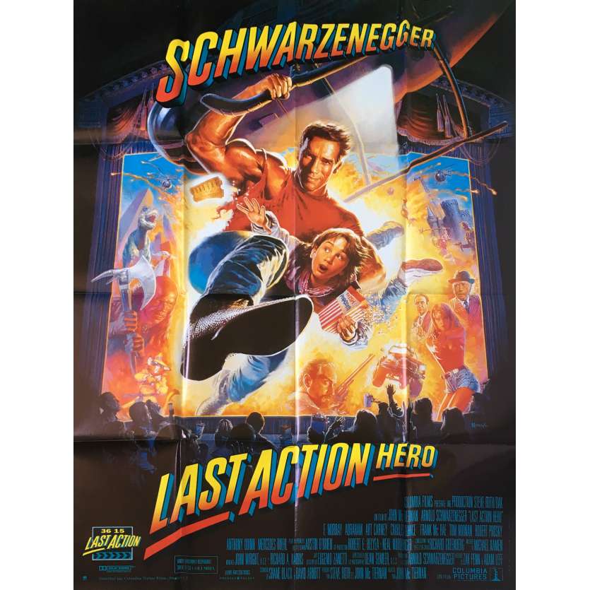 LAST ACTION HERO Original Movie Poster  - 47x63 in. - 1993 - John McTiernan, Arnold Schwarzenegger