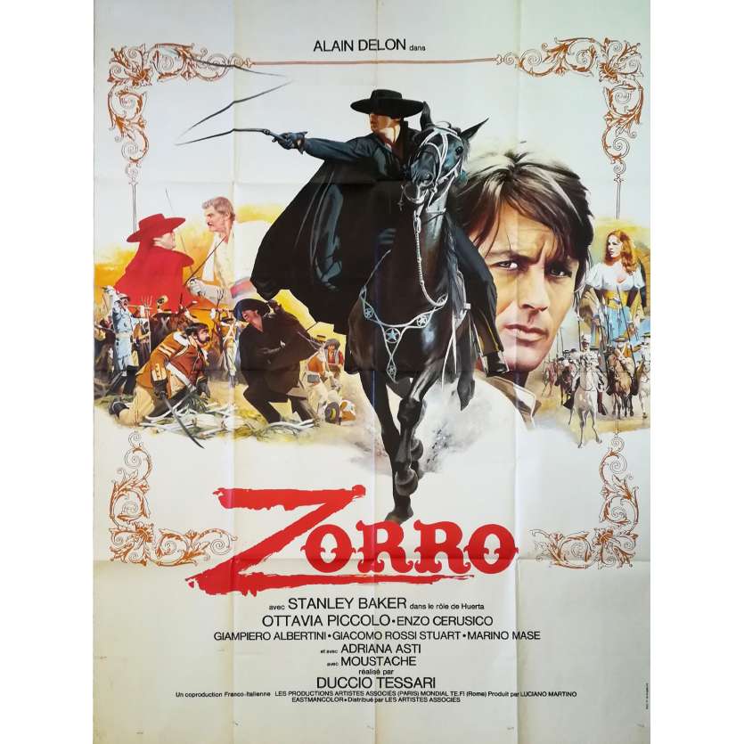 ZORRO Affiche de film  - 120x160 cm. - 1975 - Alain Delon, Duccio Tessari