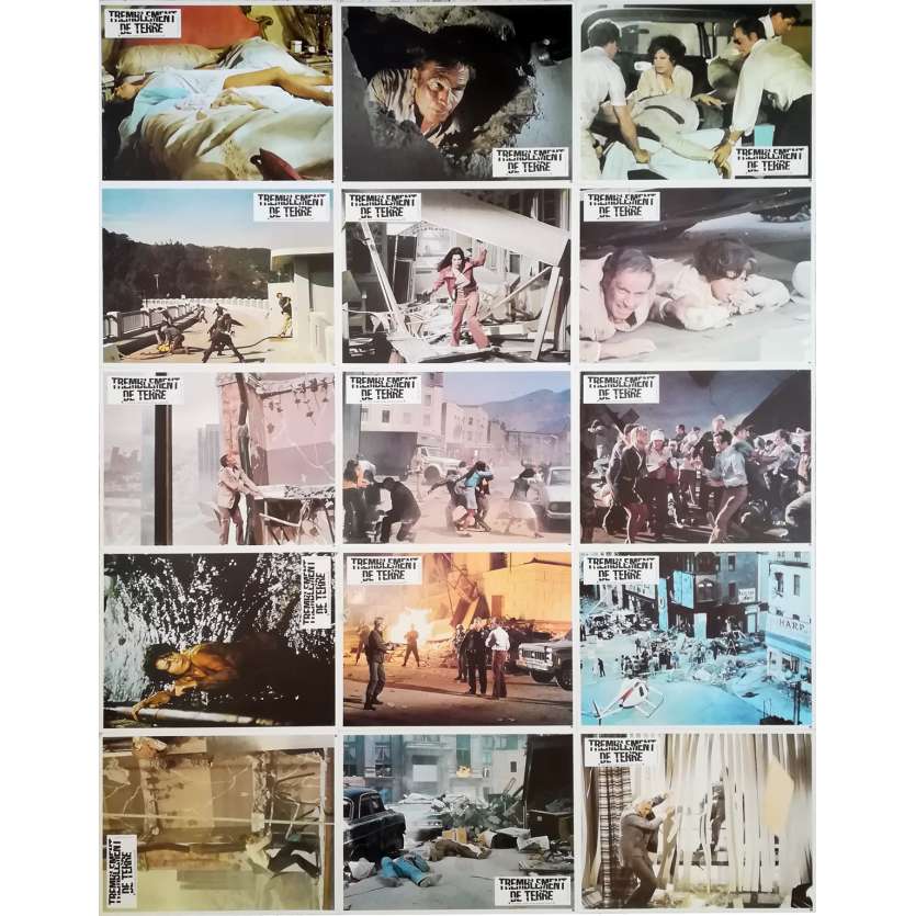 EARTHQUAKE Original Lobby Cards x16 - 9x12 in. - R1970 - Mark Robson, Charlton Heston