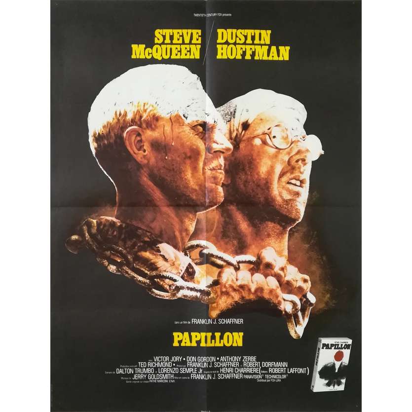 PAPILLON Original Movie Poster  - 23x32 in. - 1973 - Franklin J. Schaffner, Steve McQueen