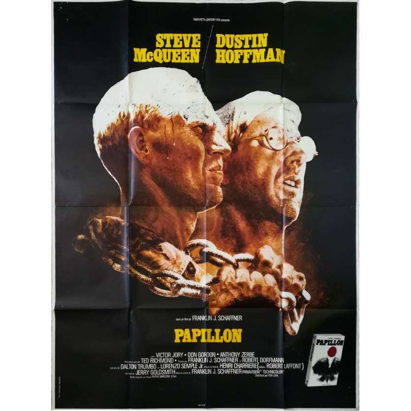 PAPILLON Affiche de film - 120x160 cm. - 1973 - Steve McQueen, Franklin J. Schaffner