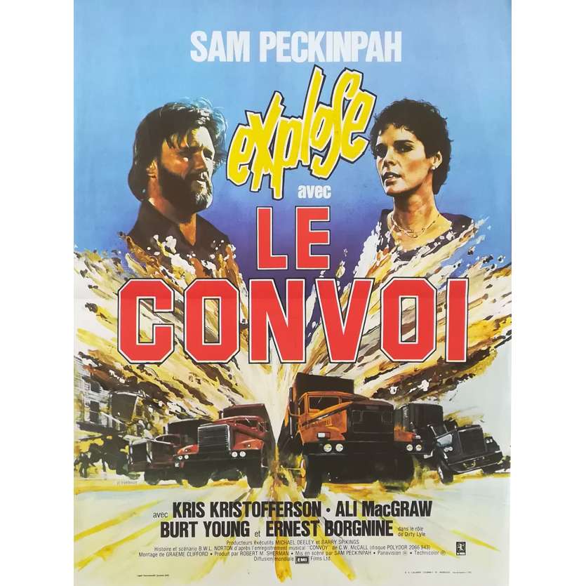 LE CONVOI Affiche de film - 40x60 cm. - 1978 - Kris Kristofferson, Sam Peckinpah