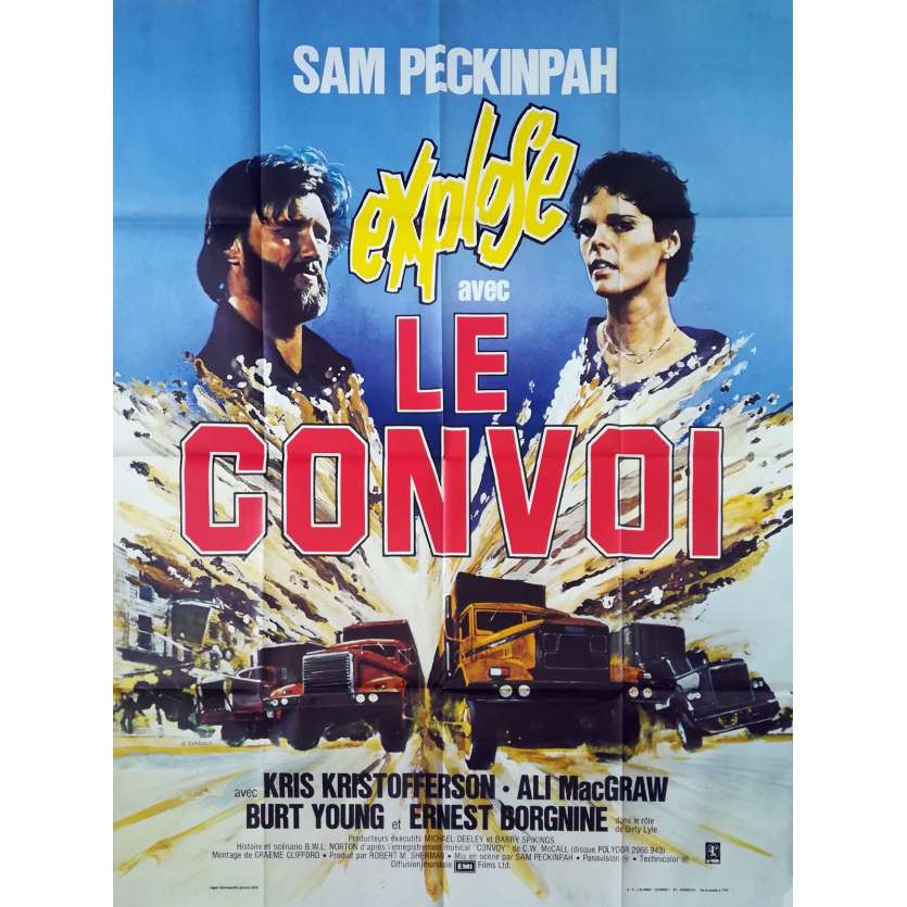 LE CONVOI Affiche de film  - 120x160 cm. - 1978 - Kris Kristofferson, Sam Peckinpah