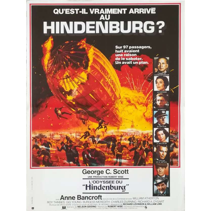 L'ODYSSEE DU HINDENBURG Affiche de film  - 40x60 cm. - 1975 - George C. Scott, Robert Wise