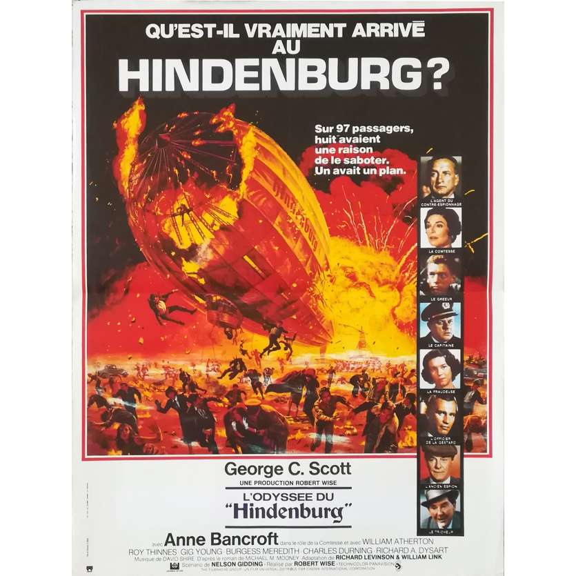 THE HINDENBURG Original Movie Poster - 15x21 in. - 1975 - Robert Wise, George C. Scott