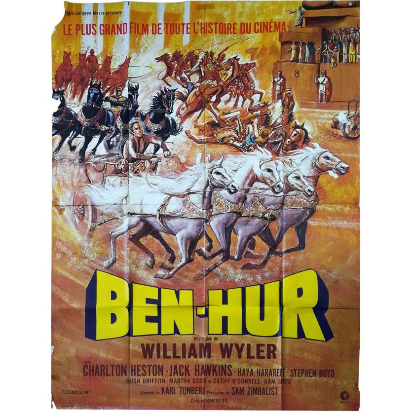 BEN-HUR Affiche de film - 120x160 cm. - R1970 - Charlton Heston, William Wyler