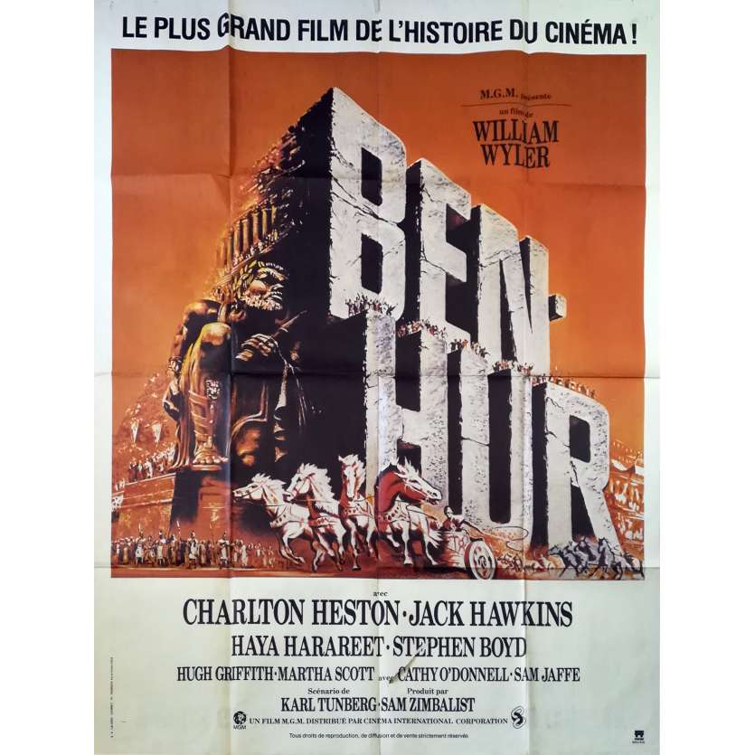 BEN-HUR Affiche de film - 120x160 cm. - R1980 - Charlton Heston, William Wyler
