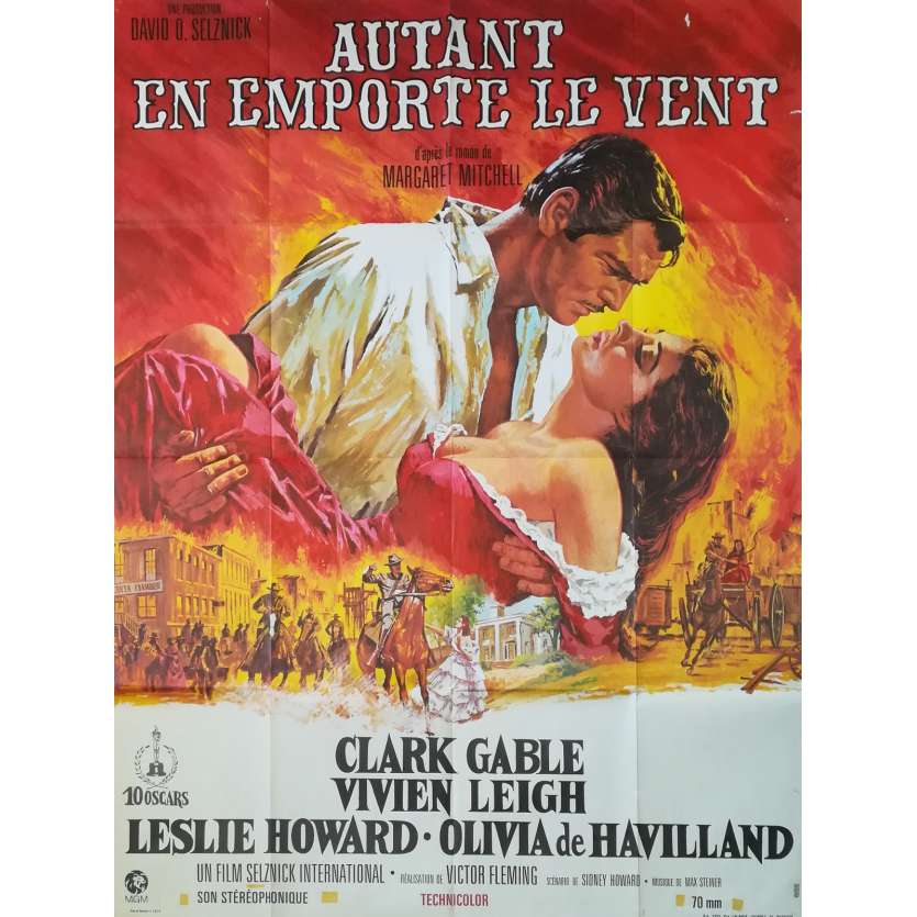 AUTANT EN EMPORTE LE VENT Affiche de film  - 120x160 cm. - R1970 - Clark Gable, Victor Flemming