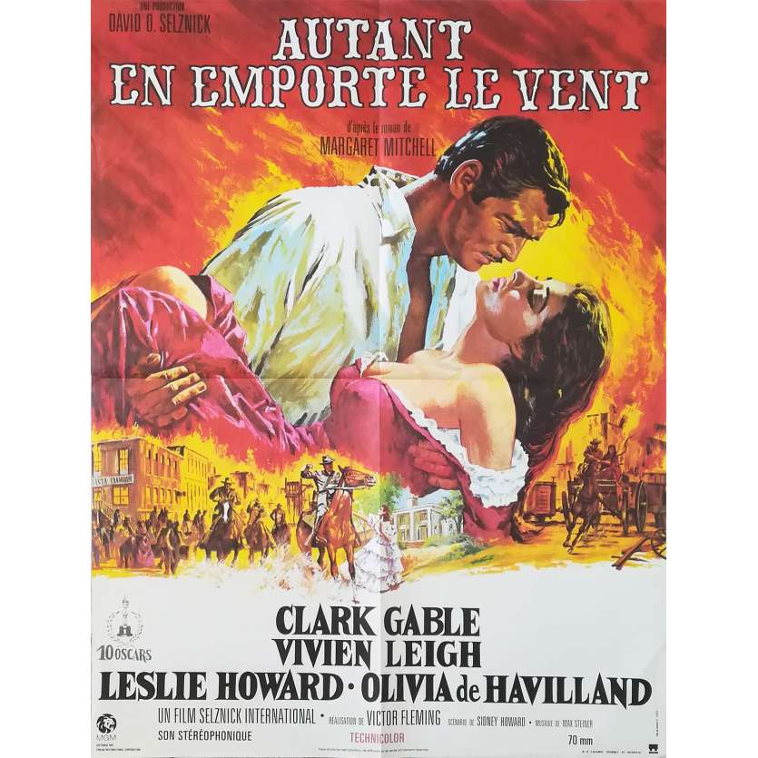 GONE WITH THE WIND Original Movie Poster - 23x32 in. - R1970 - Victor Flemming, Clark Gable