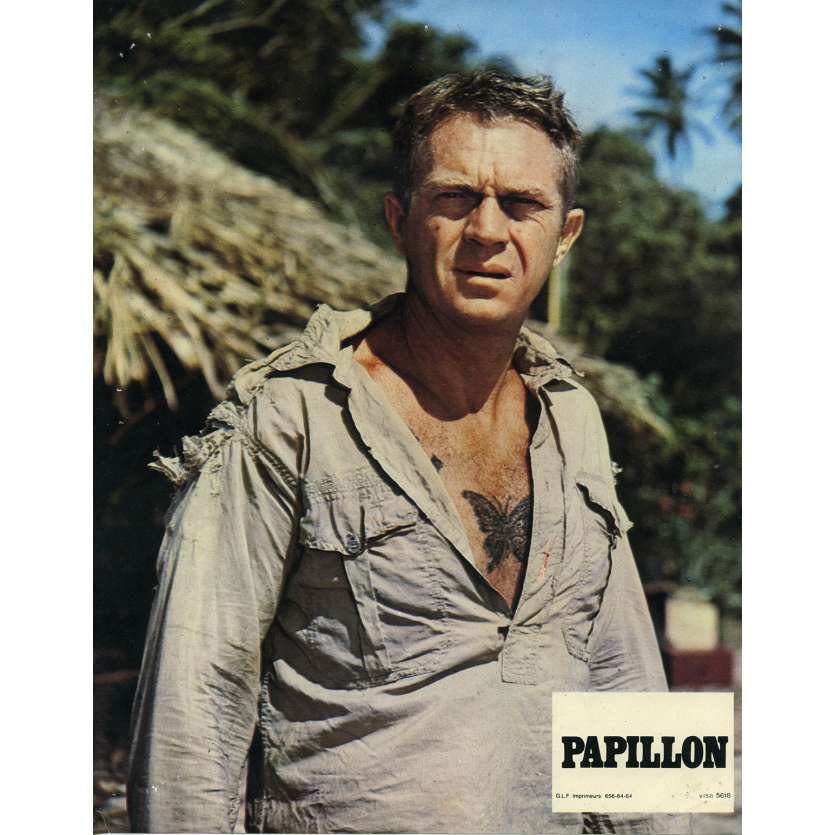 PAPILLON Original Lobby Card N03 - 10x12 in. - R1970 - Franklin J. Schaffner, Steve McQueen