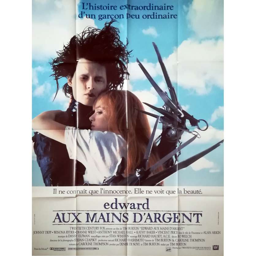 EDWARD AUX MAINS D'ARGENT Affiche de film  - 120x160 cm. - 1992 - Johnny Depp, Tim Burton