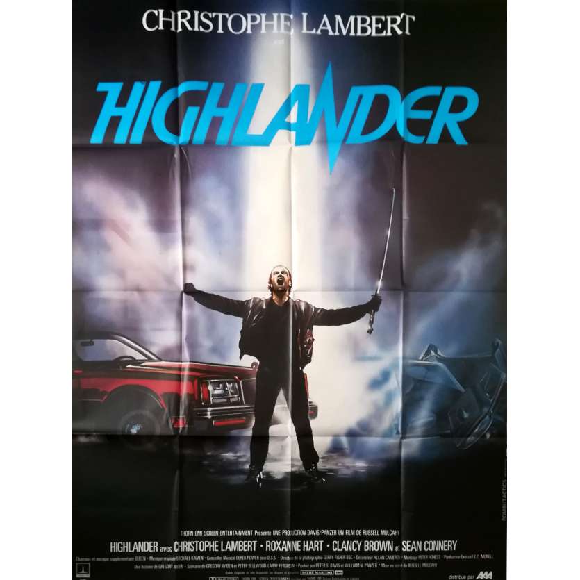 HIGHLANDER Affiche de film  - 120x160 cm. - 1985 - Christophe Lambert, Russel Mulcahy