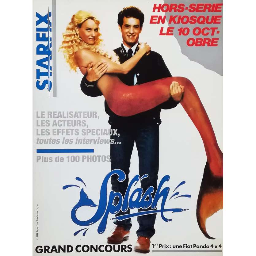 SPLASH Affiche publicitaire  - 30x40 cm. - 1984 - Daryl Hannah, Ron Howard