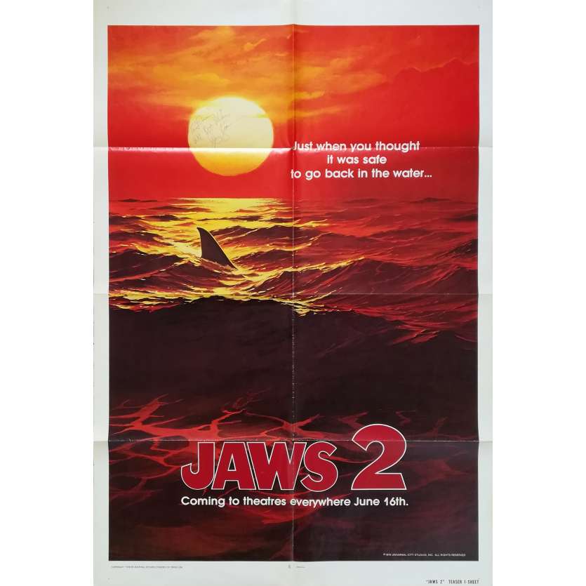 JAWS 2 Original Advance 1sh Poster SIGNED by Jeffrey Kramer - 27x40 in. - 1978