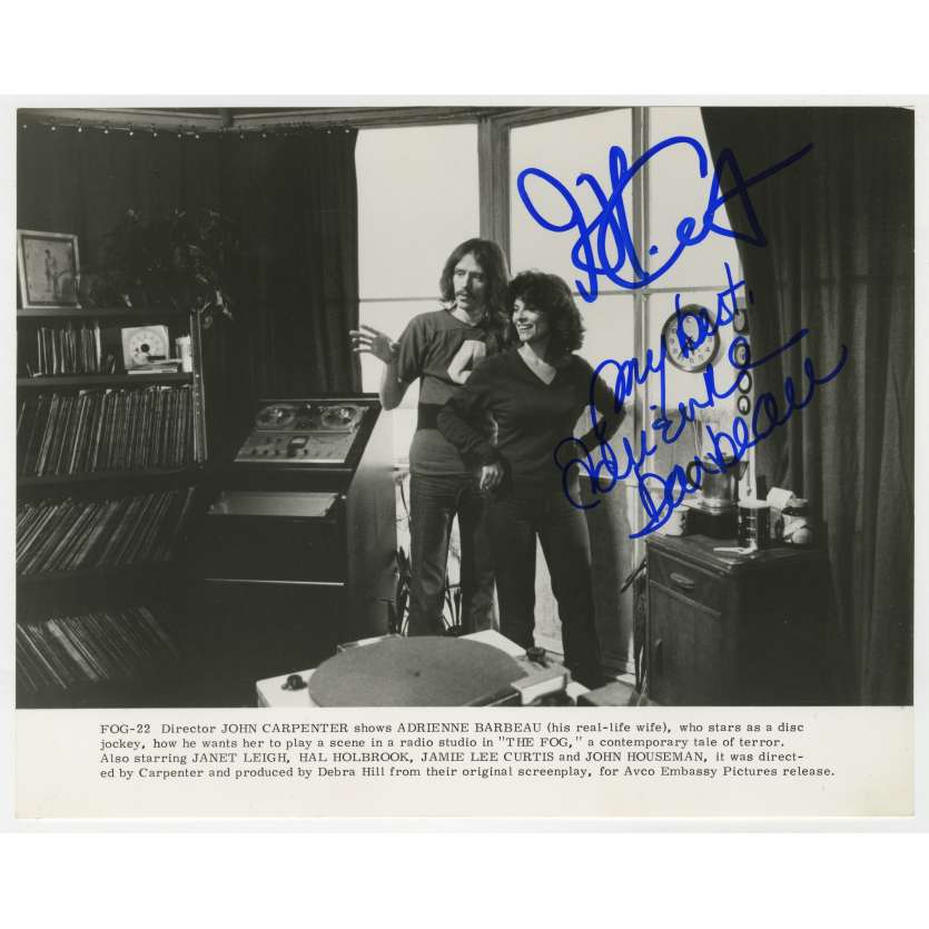 FOG Original Photo signed both by John Carpenter and Adrienne Barbeau  - 8x10 in. - 1979