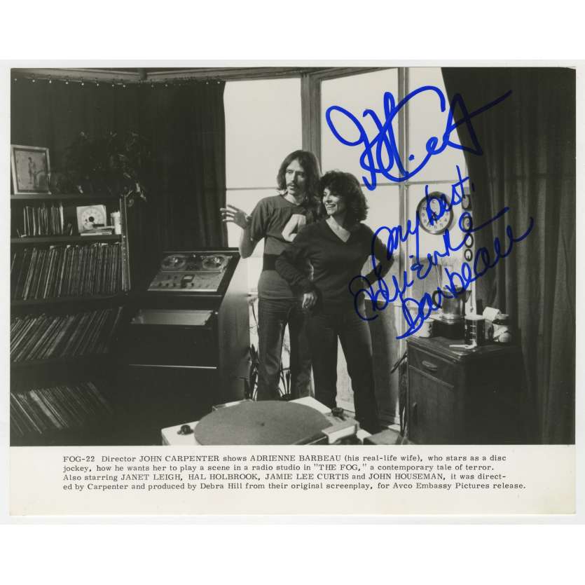 FOG Photo de Presse US signée par John Carpenter et Adrienne Barbeau ! - 20x25 cm. - 1979 - Ultra-rare !