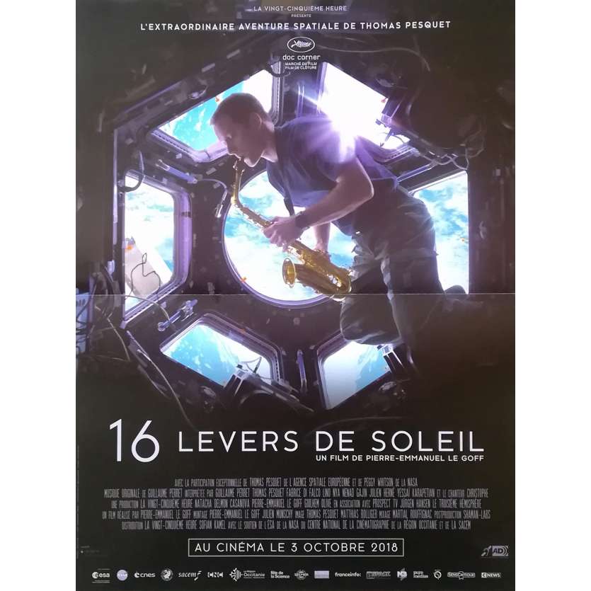 16 LEVERS DE SOLEIL Affiche de film - 40x60 cm. - 2018 - Thomas Pesquet, Pierre-Emmanuel Le Goff