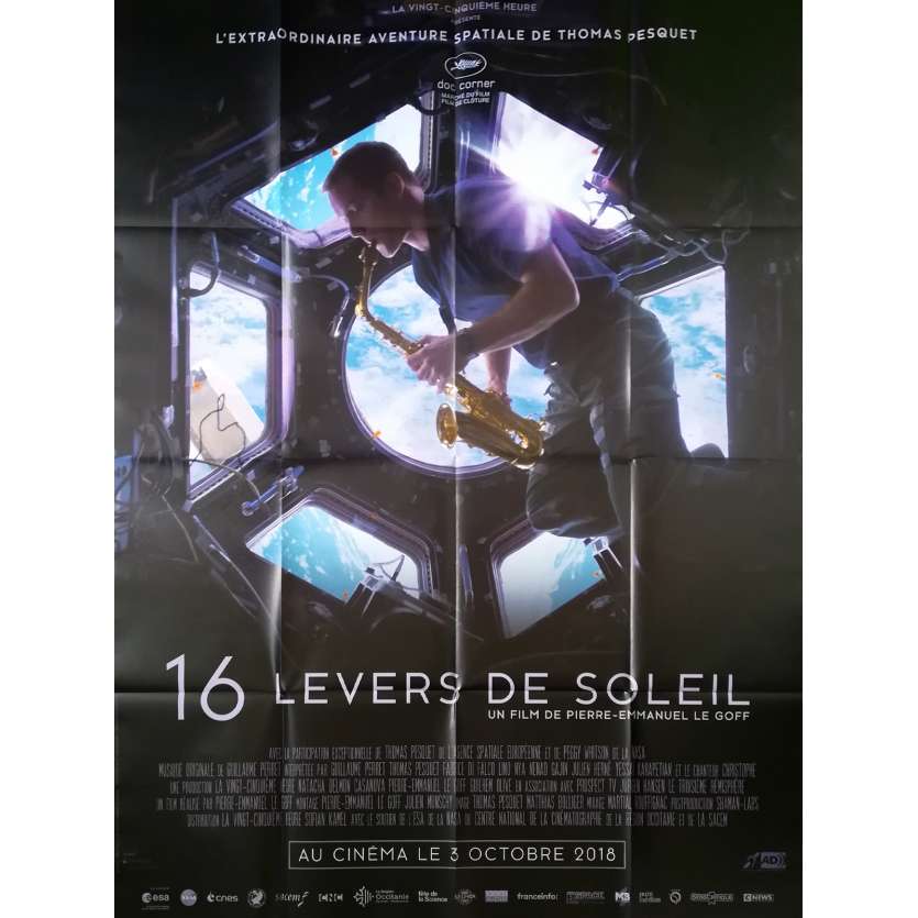 16 LEVERS DE SOLEIL Affiche de film  - 120x160 cm. - 2018 - Thomas Pesquet, Pierre-Emmanuel Le Goff