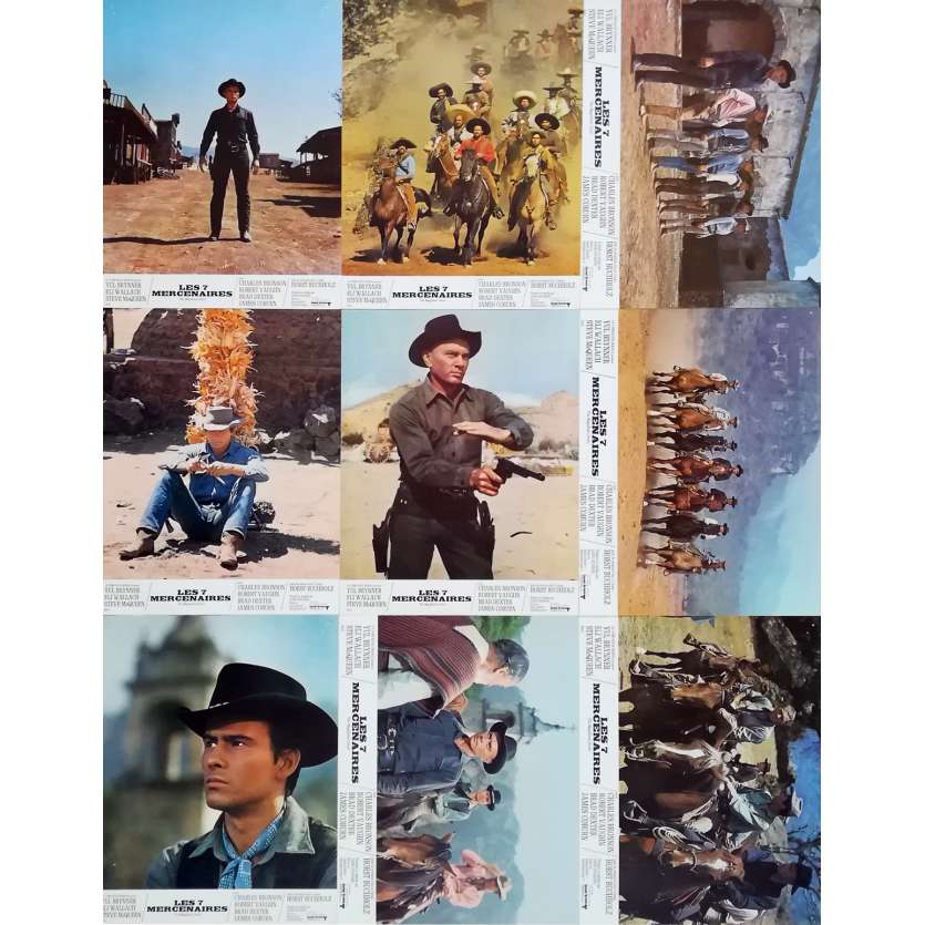 MAGNIFICENT SEVEN Original Lobby Cards x18 - 9x12 in. - 1960 - Yul Brynner, Steve McQueen