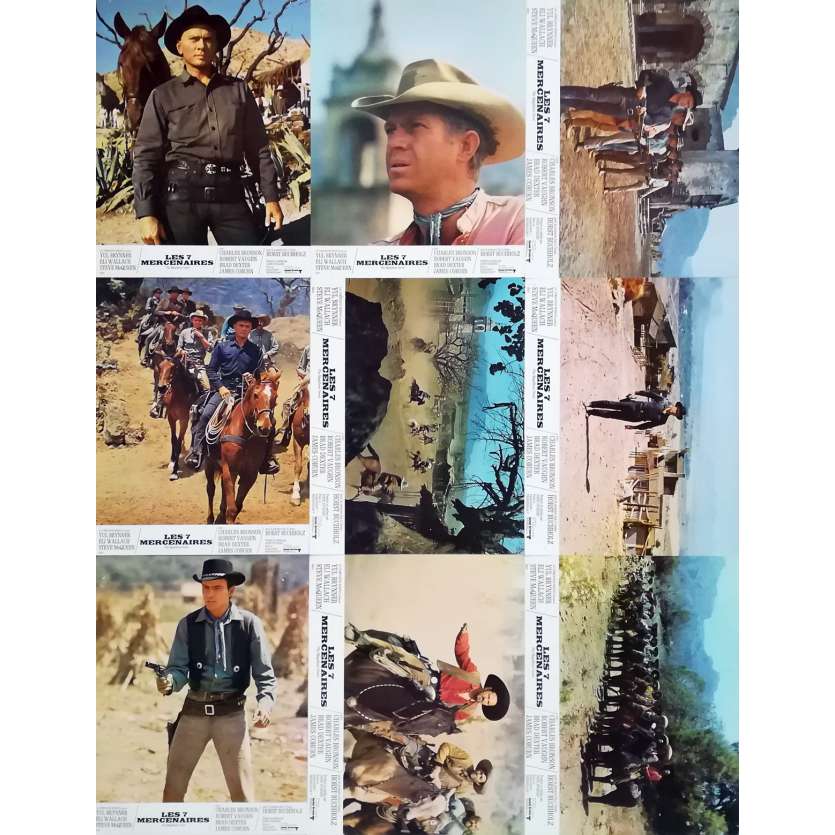 MAGNIFICENT SEVEN Original Lobby Cards x9 - 9x12 in. - 1960 - Yul Brynner, Steve McQueen