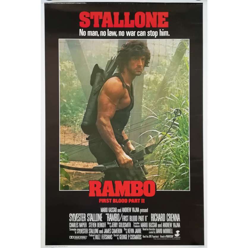 RAMBO - FIRST BLOOD PART II Original Movie Poster - 27x40 in. - 1985 - Bow Style, Sylvester Stallone