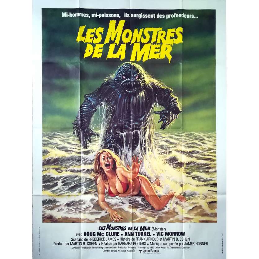 LES MONSTRES DE LA MER Affiche de film  - 120x160 cm. - 1980 - Doug McClure, Barbara Peeters
