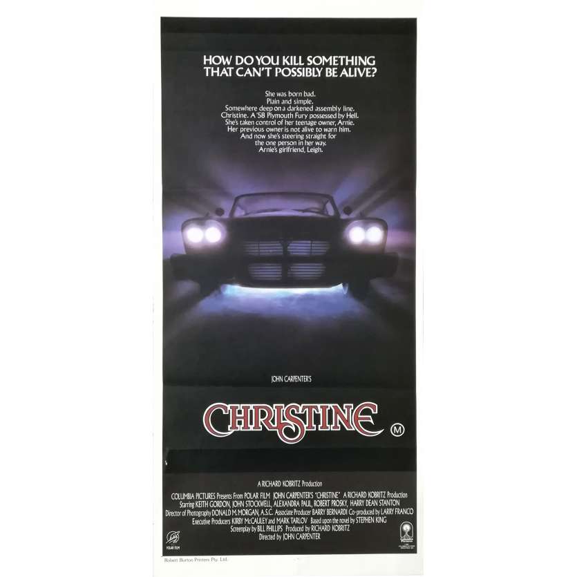 CHRISTINE Affiche de film - 33x78 cm. - 1983 - Keith Gordon, John Carpenter