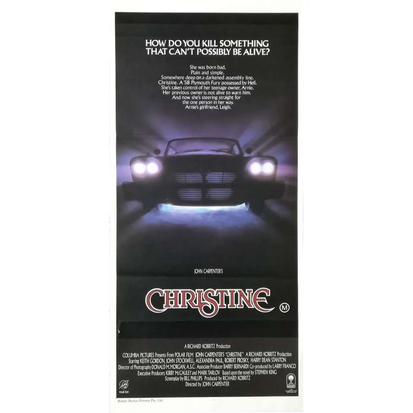 CHRISTINE Affiche de film  - 33x78 cm. - 1983 - Keith Gordon, John Carpenter