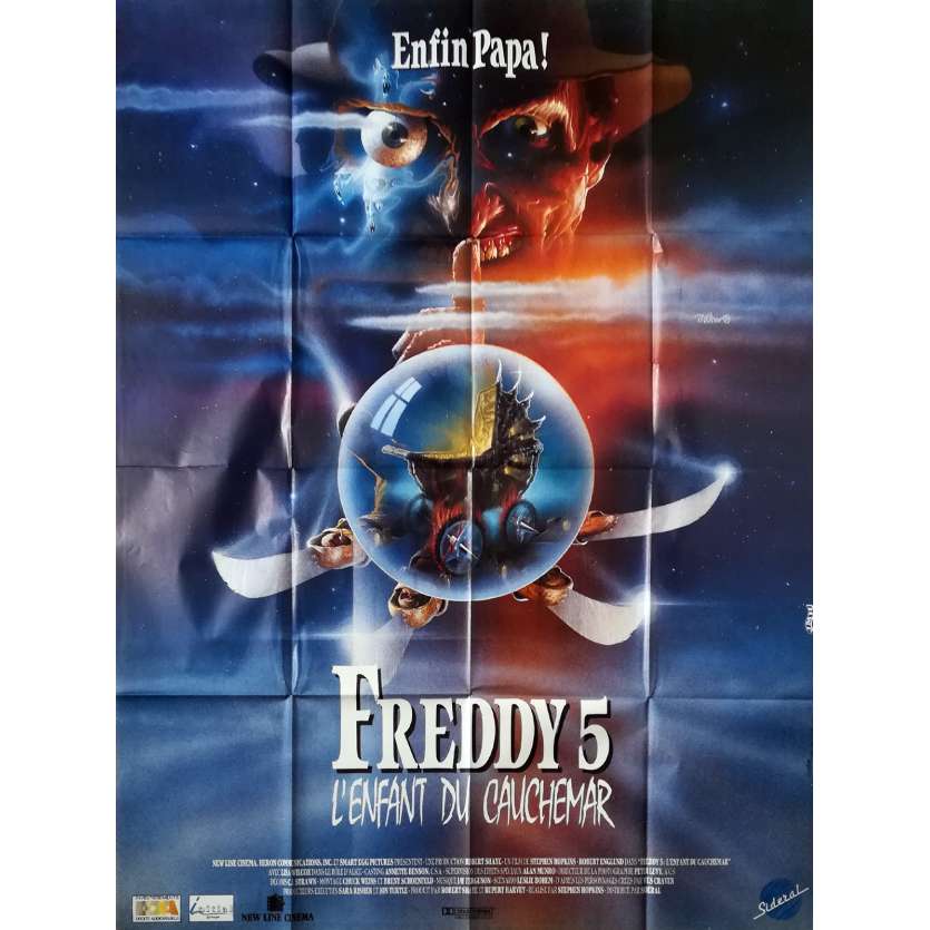 FREDDY 5 L'ENFANT DU CAUCHEMAR Affiche de film  - 120x160 cm. - 1989 - Robert Englund, Stephen Hopkins