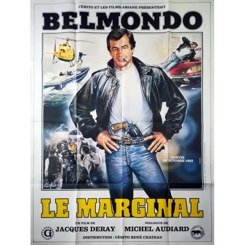 THE OUTSIDER Original Movie Poster  - 47x63 in. - 1983 - Jacques Deray, Jean-Paul Belmondo