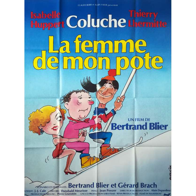 LA FEMME DE MON POTE Affiche de film  - 120x160 cm. - 1983 - Coluche, Isabelle Huppert, Bertrand Blier