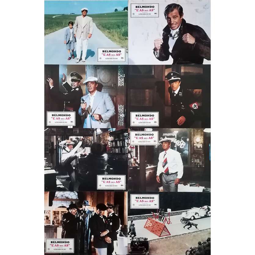 ACE OF ACES Original Lobby Cards x8 - 9x12 in. - 1982 - Gerard Oury, Jean-Paul Belmondo