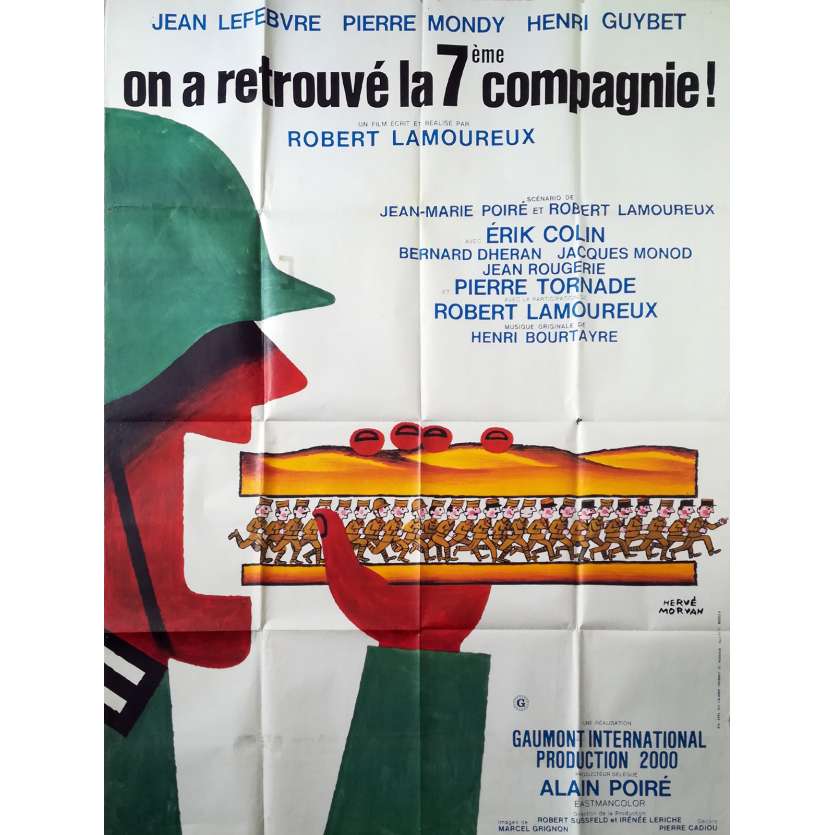 ON A RETROUVE LA 7EME COMPAGNIE Affiche de film  - 120x160 cm. - 1975 - Jean Lefebvre, Pierre Mondy, Robert Lamoureux