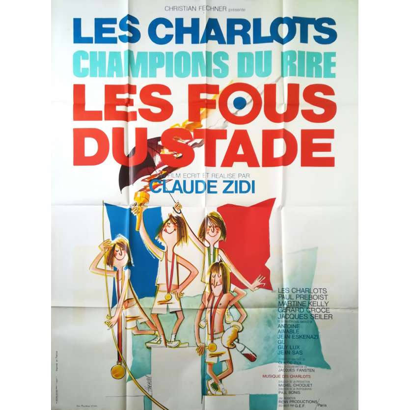LES FOUS DU STADE Affiche de film - 120x160 cm. - 1972 - Gérard Rinaldi, Claude Zidi