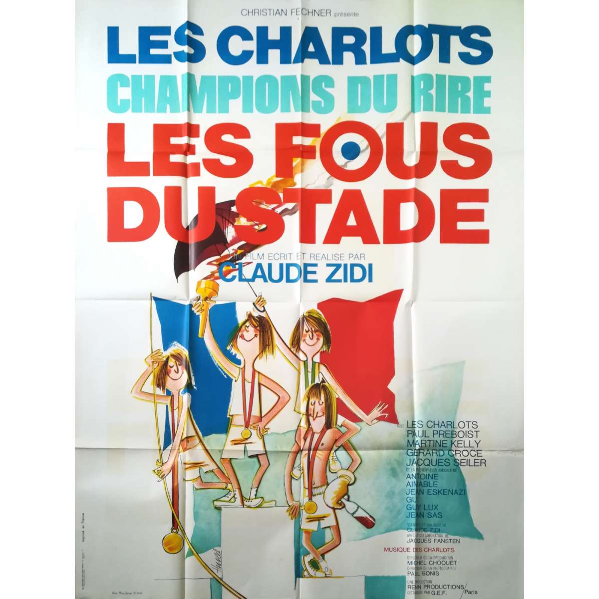 Les Charlots Les Fous Du Stade Film Complet En Français Affiche de LES CHARLOTS LES FOUS DU STADE / STADIUM NUTS