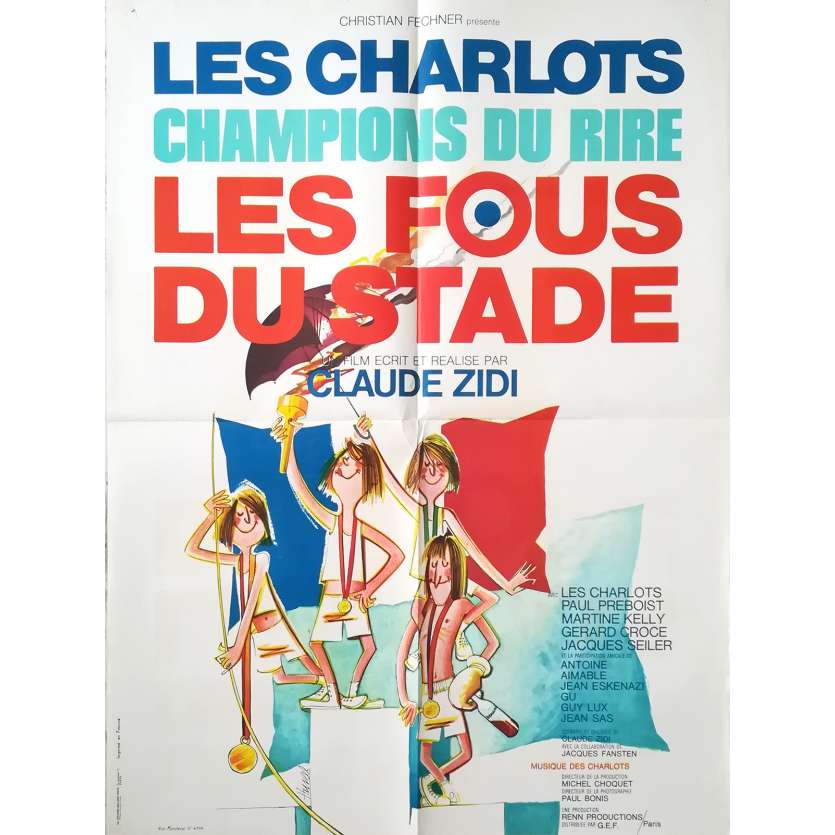 LES FOUS DU STADE Affiche de film - 60x80 cm. - 1972 - Gérard Rinaldi, Claude Zidi